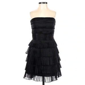 White House Black Market | Black Tiered Ruffle Strapless Formal Dress Size 2